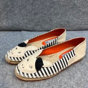 IVY KIRZHNER New York Womens Designer Flats Bunny Face Black White Stripe Sz 8